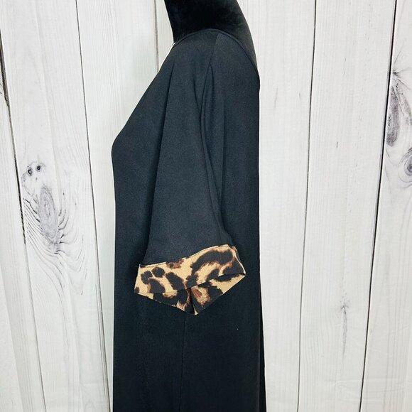 NWT Emery Rose Shein Maxi Black Dress with Cheetah Print Hem and Cuffs Sz S - Picture 6 of 10